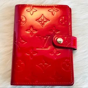 LOUIS VUITTON Vernis 6 Ring Small Agenda Red